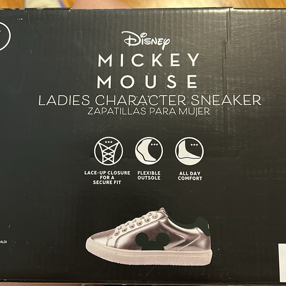 NWT Disney Mickey Mouse Silver & Black Sneakers- 7 - Picture 8 of 8